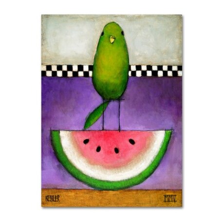 Watermelon Bird by Daniel Patrick Kessler, 24x32-Inch Canvas Wall Art